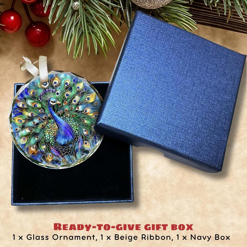 TEEBIM Peacock Ornament - Peacock Gifts for Women Men, Gifts for Peacocks Lovers - Peacocks Christmas Ornaments 2025 - Glass Hanging Christmas Ornaments for Tree 2025 - Image 4